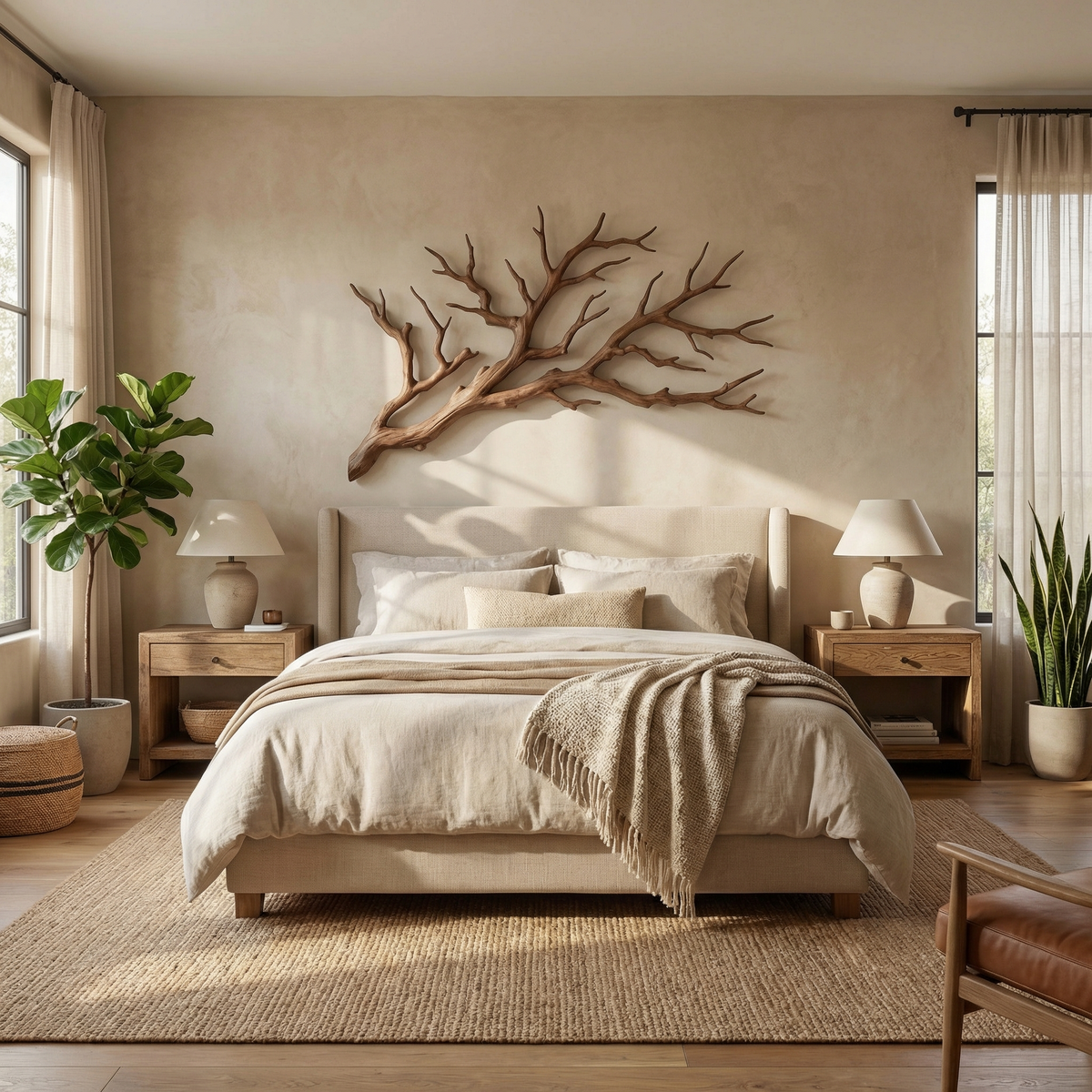 Rustic Tree Branch Wooden Wall Decor For Bedroom Headboard Wall Art