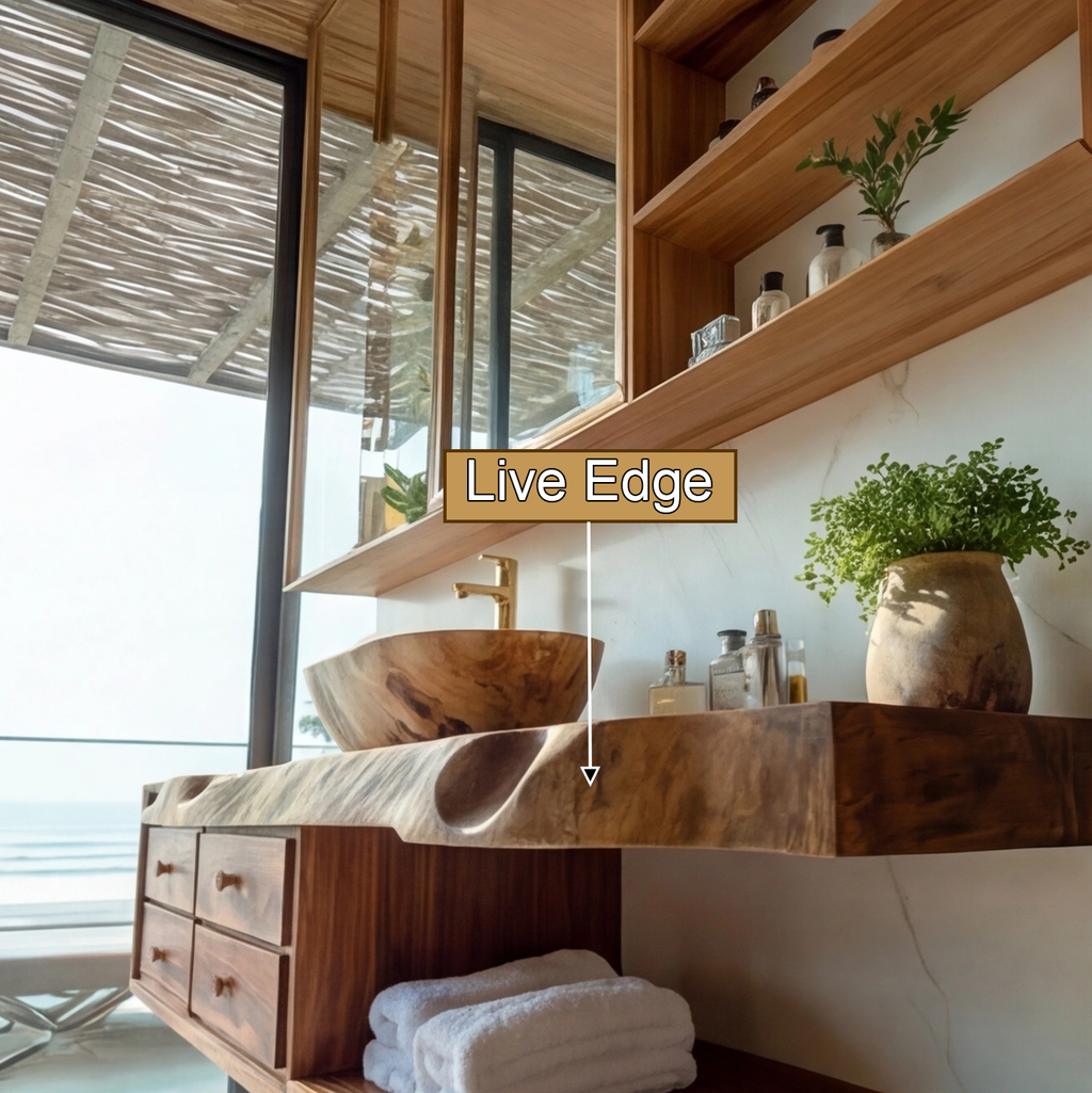 Aurelin Shore Live Edge Floating Bathroom Vanity With Drawers