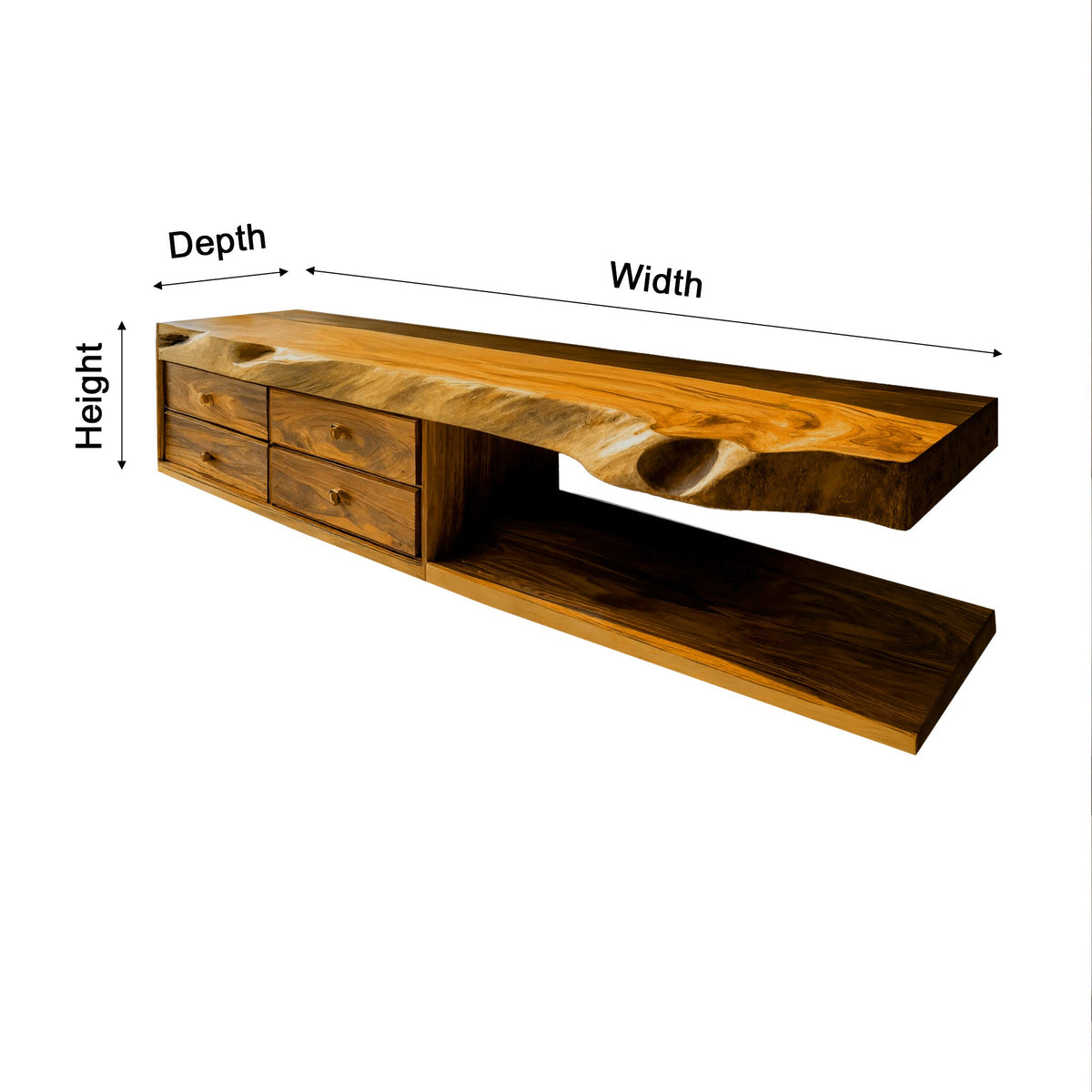 Aurelin Shore Live Edge Floating Bathroom Vanity With Drawers