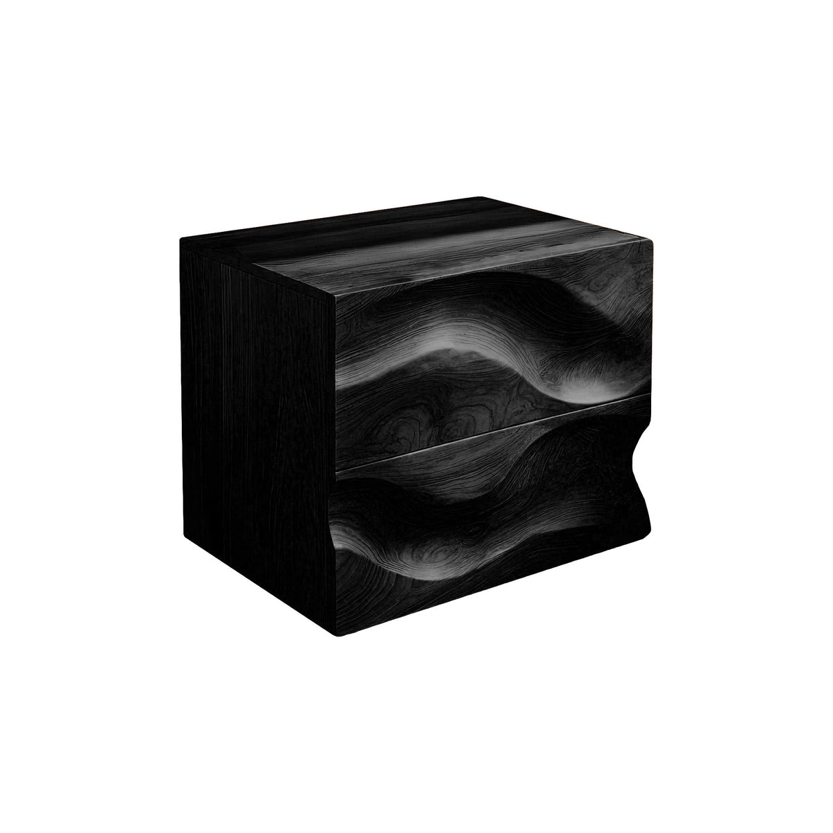 Aurelin Wave Handcrafted Wood Bedside Table