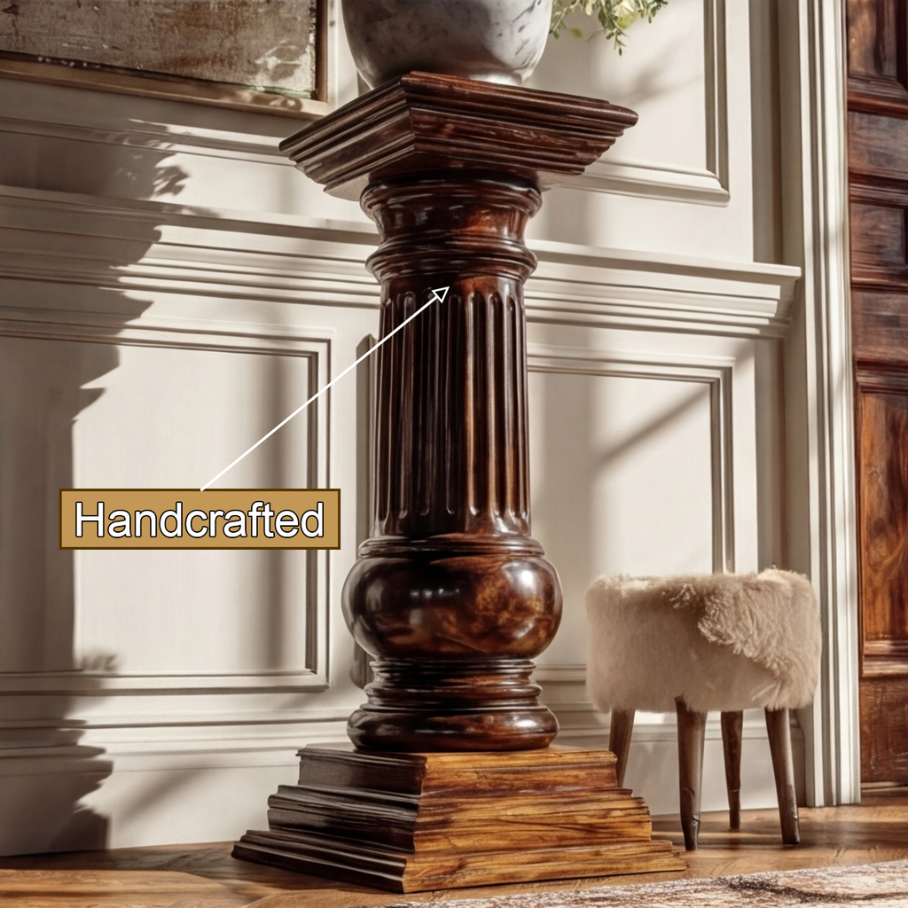 Bravion Handcrafted Solid Wood Pedestal Stand