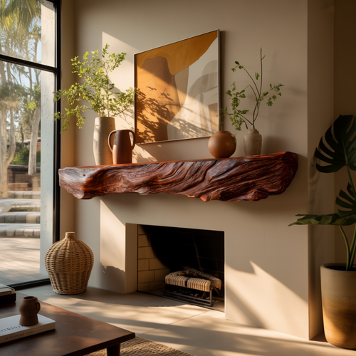 Calen Live-Edge Solid Wood Fireplace Mantel Shelf