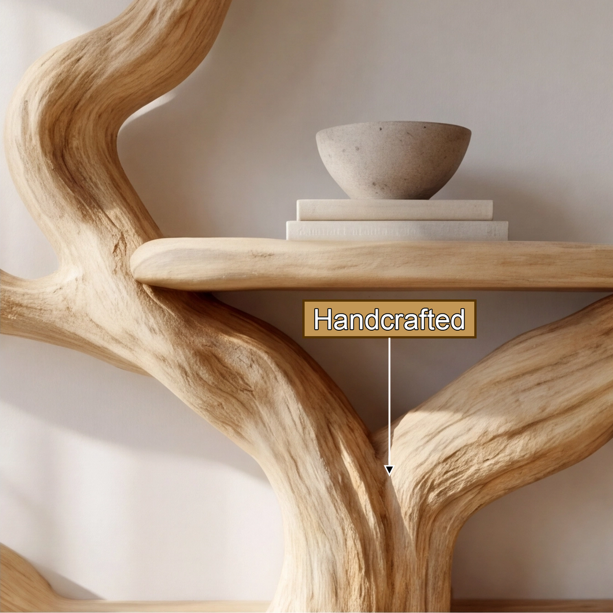 Elarwood Sculpted Solid Wood Tree Bookshelf