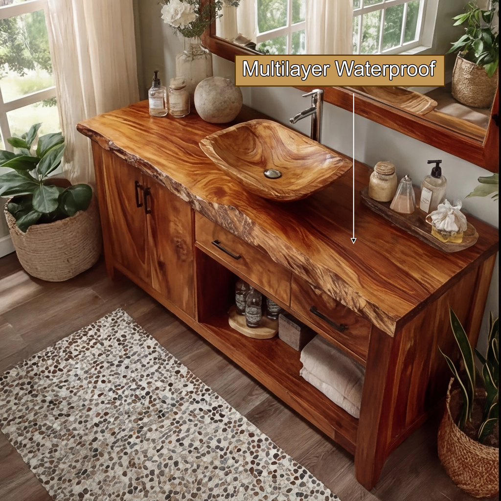 Eldorin Live Edge Solid Wood Freestanding Bathroom Vanity With Cabinet
