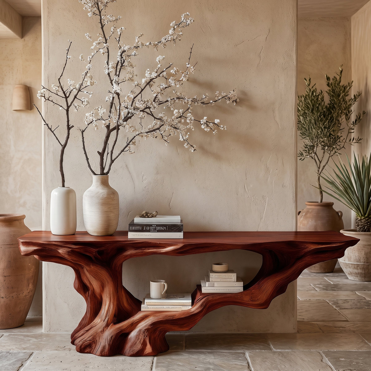 Eldrosyn Sculpted Solid Wood Console Table