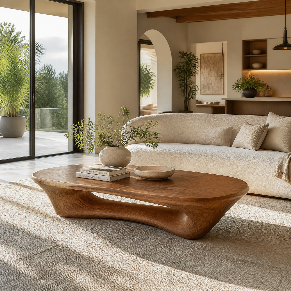 Valthera Sculpted Solid Wood Coffee Table