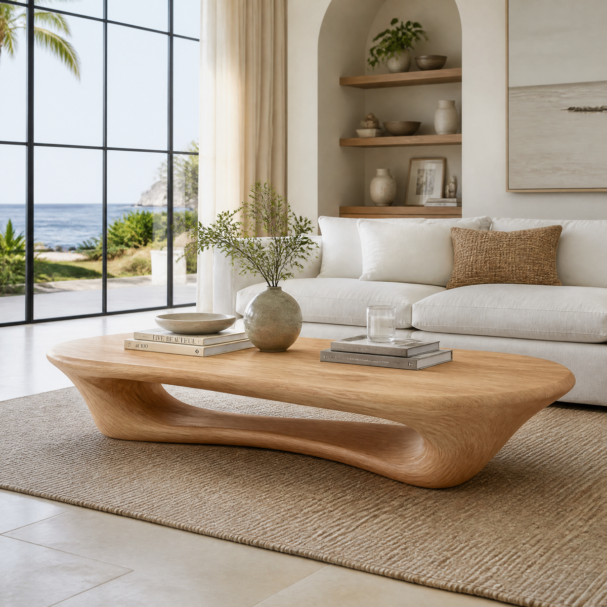 Valthera Sculpted Solid Wood Coffee Table