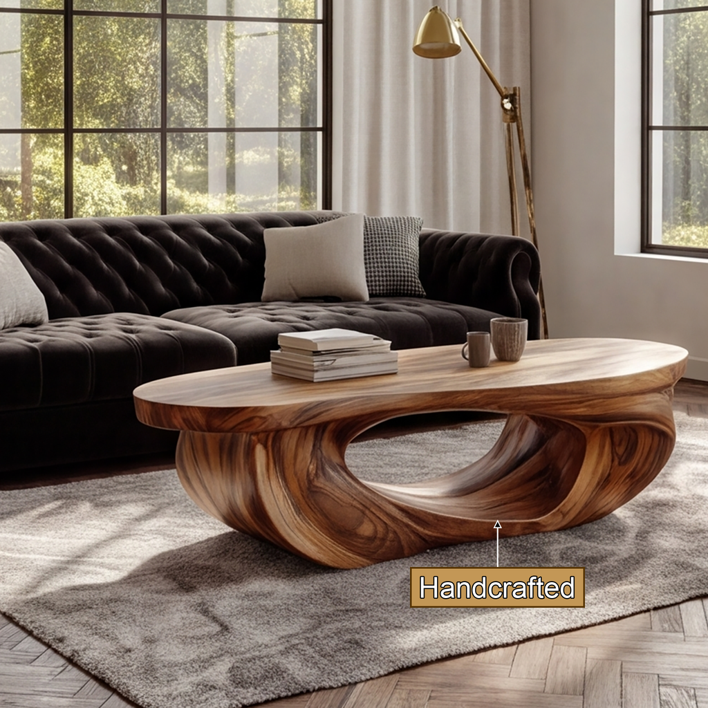 Cevorin Sculpted Solid Wood Coffee Table