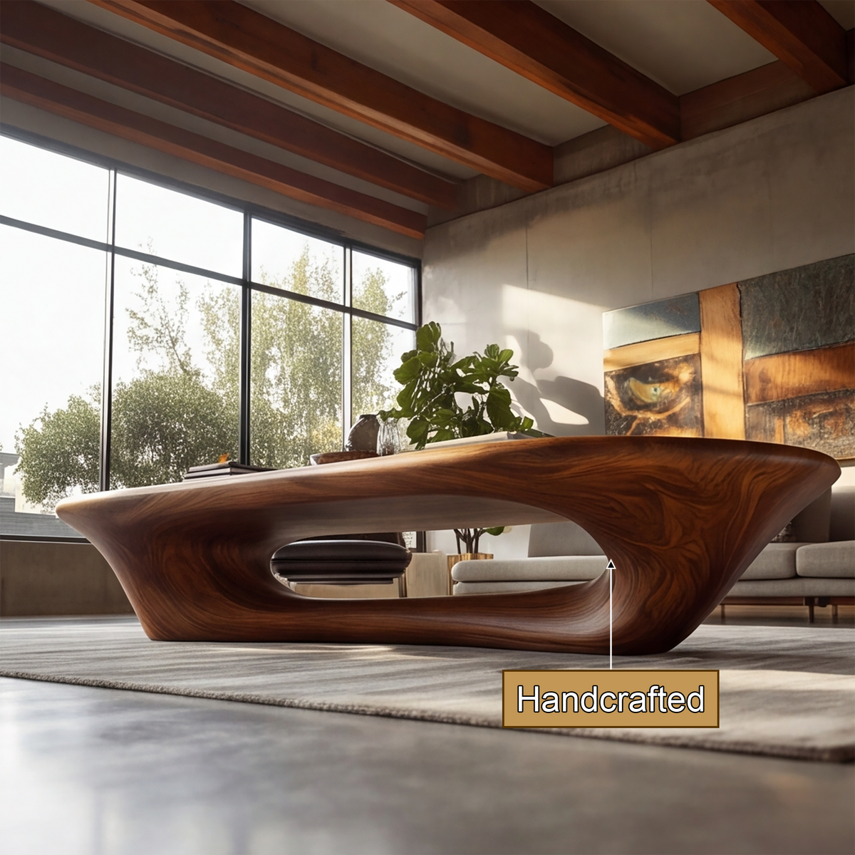 Valthera Sculpted Solid Wood Coffee Table