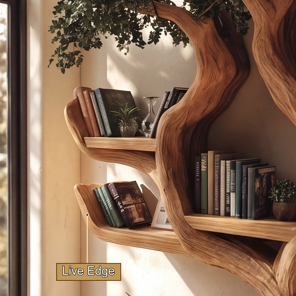 Verdantris Sculpted Solid Wood Tree Bookshelf